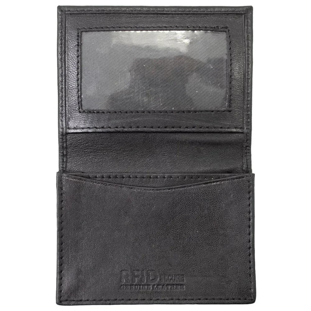 Genuine Leather Men's Card Case, Card Holder with RFID Blocking